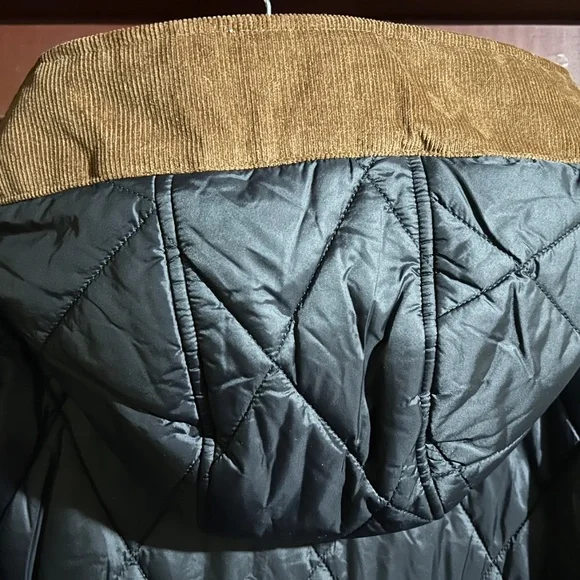Barbour Mickley Quilted Jacket Black/Ancient Brown Corduroy Size 1X - NWT